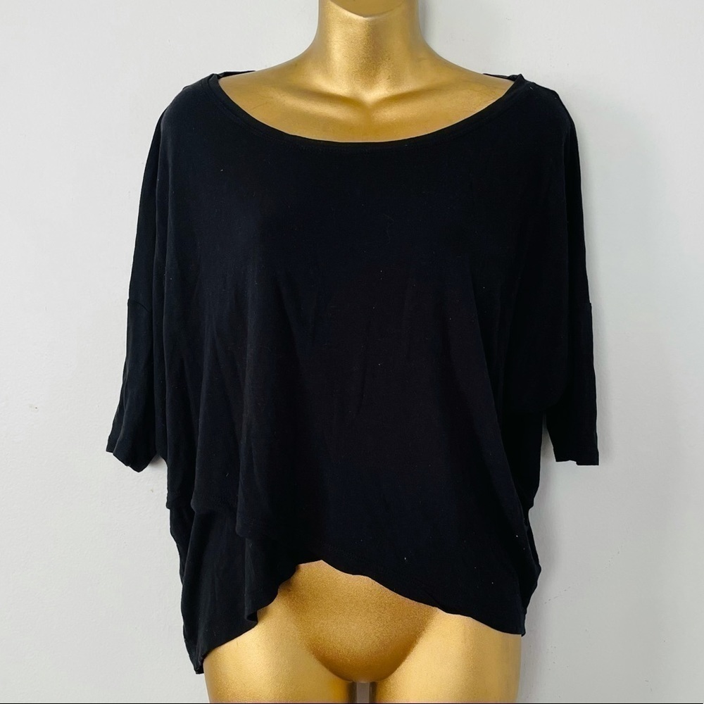 black criss cross front oversized top